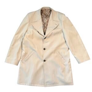 Vintage 70s Grais Trench Coat All Weather Coat Men’s 46 Long Ivory Beige